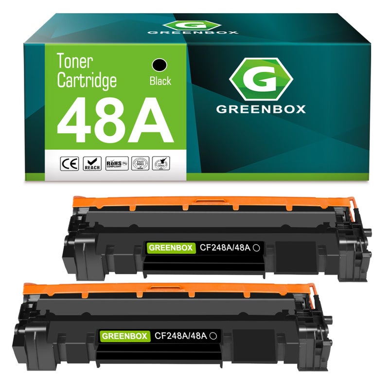 GREENBOX Compatible Toner Cartridge Replacement for HP CF248A 48A Laserjet Pro M15w M15a M16a M16w Laserjet MFP M28w M28a M29a MFP M29w 248A Printer Toner (Black 2 Pack) - Image 1